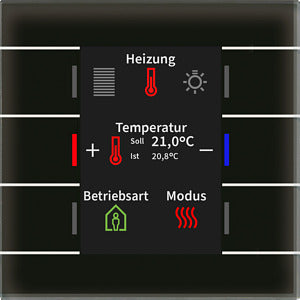 MDT BE-GT2TS.02S Lucilio - Glastaster II Smart mit Farbdisplay und Temperatursensor Schwarz
