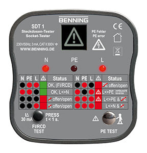 BENNING 020053 Steckdosentester mit Fingerkontakt SDT 1