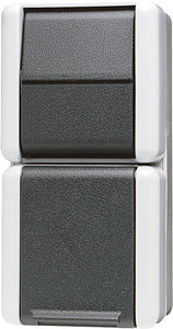 JUNG 876W SCHUKO®-Steckdose mit Schalter Universal Aus-Wechsel senkrecht IP 44 WG 800
