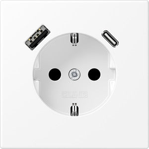 JUNG LS1520-15CAWWM SCHUKO®-Steckdose 16 A 250 V ~ mit USB-Ladegerät 1 x Typ A + 1 x Typ C Safety Plus Serie LS schneeweiß matt