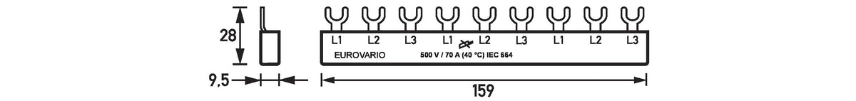 Doepke Doepke Gabelsammelschiene 3p, 9 TE, 63 A ((L1, L2, L3) x 3)