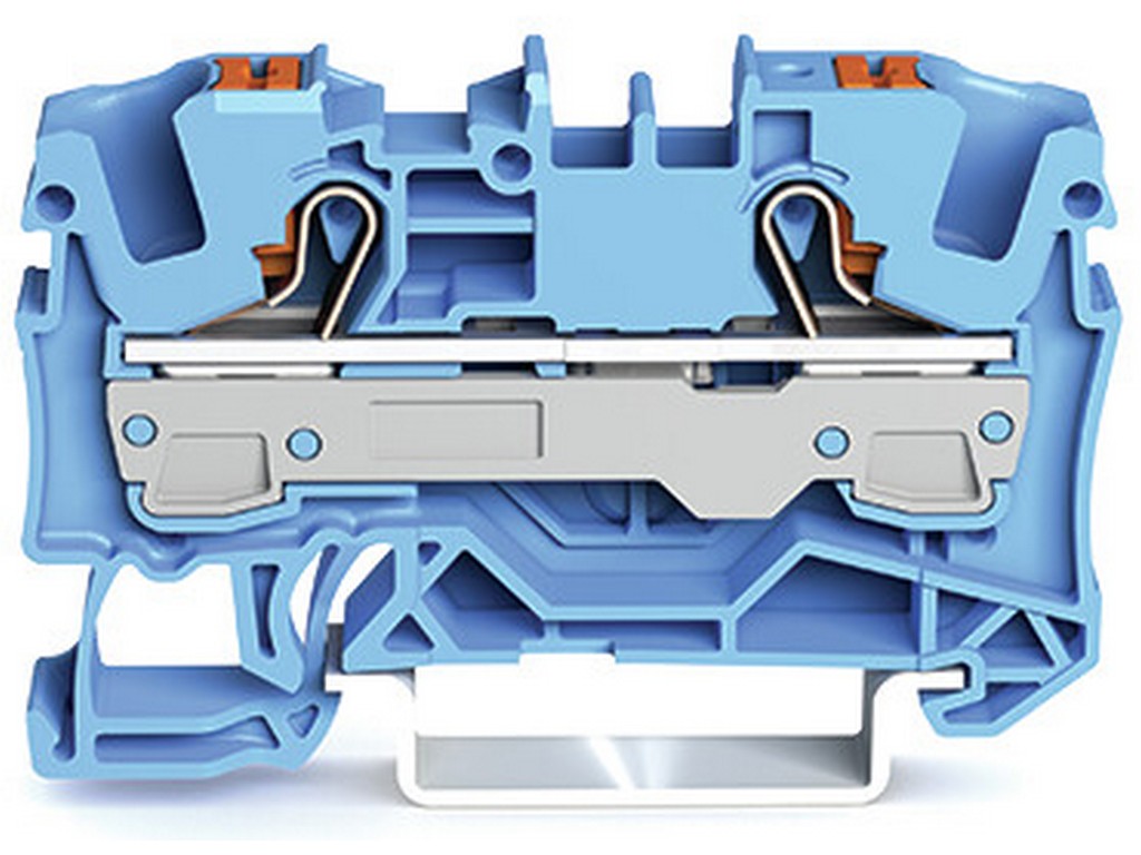 WAGO 2206-1204 2-Leiter-Durchgangsklemme mit Drücker 6 mm² mit Prüföffnung Ex i geeignet Push-in CAGE CLAMP® blau