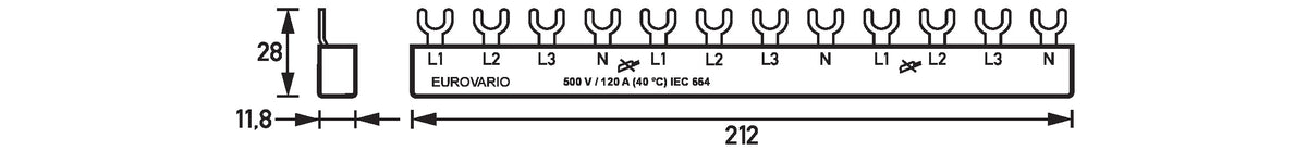 Doepke Doepke Gabelsammelschiene 4p, 12 TE, 63 A ((L1, L2, L3, N) x ..)