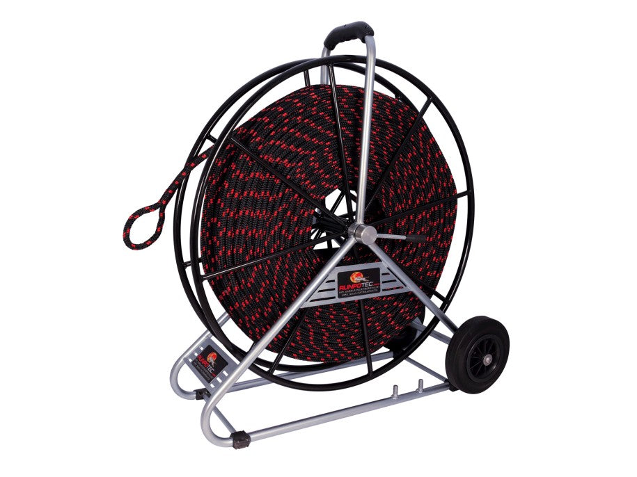 RUNPOTEC 10167 Zugseil Polyester inkl. Haspel, Ø 10mm, 120m. Für wagrechten Kabelzug mit der Spillwinde CW 800 E.