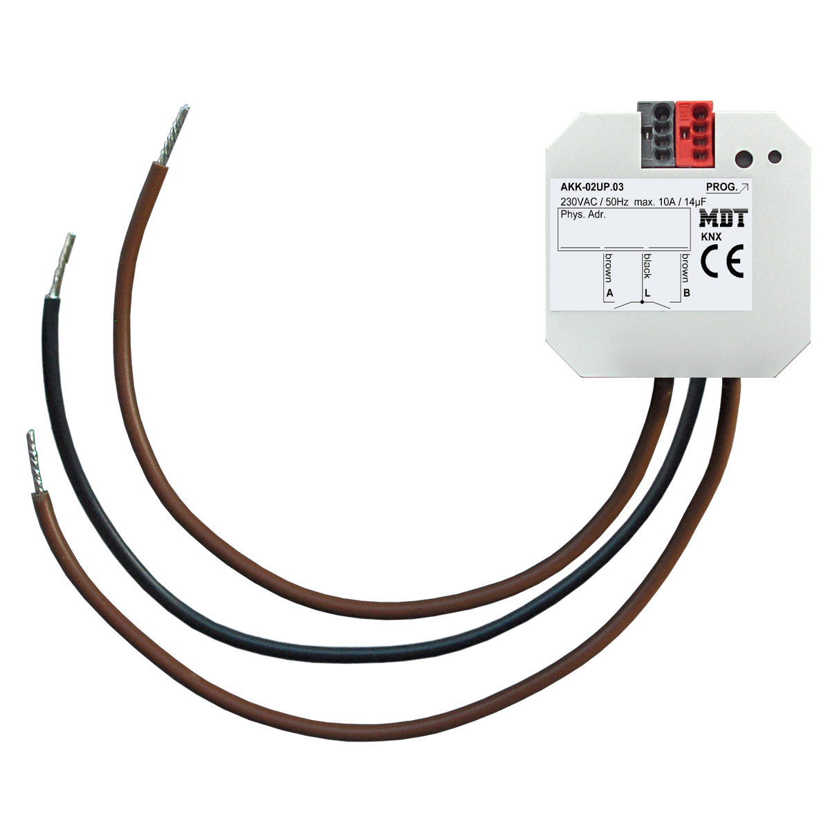 MDT Schaltaktor 2-fach, UP, 10A, 230VAC, Kompakt, 14µF, 2EVG