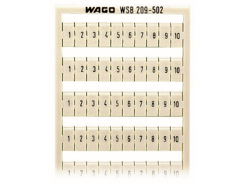WAGO 209-502 WMB-Beschriftungskarte bedruckt 1 ... 10 Aufdruck waagerecht weiß