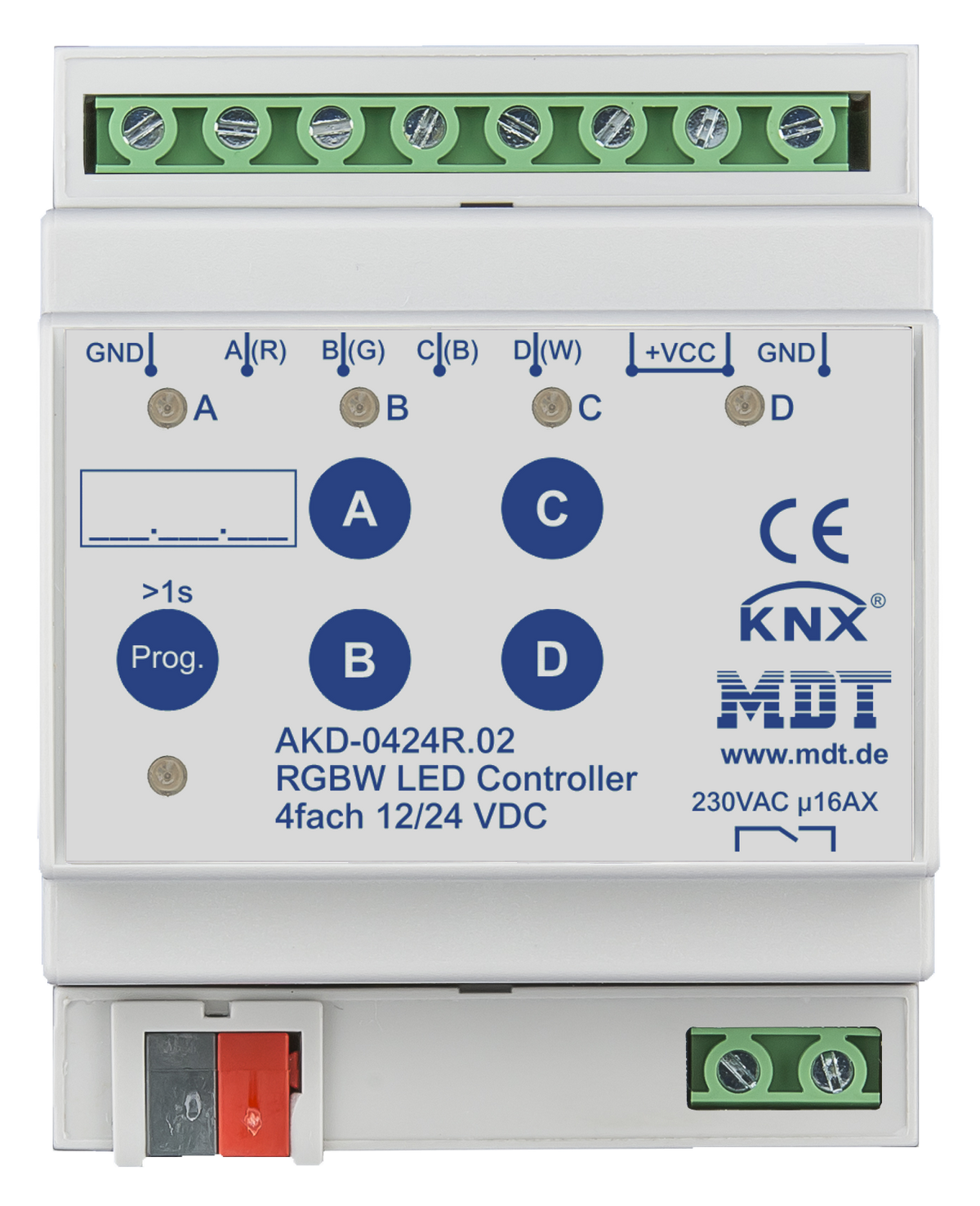 MDT LED Controller 4-Kanal 4/8A, RGBW, 4TE, REG