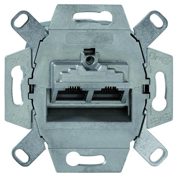 Rutenbeck Cat.6A iso 2-fach-Anschlussdose, geschirmt, mit abbrechbarem Metalltragring